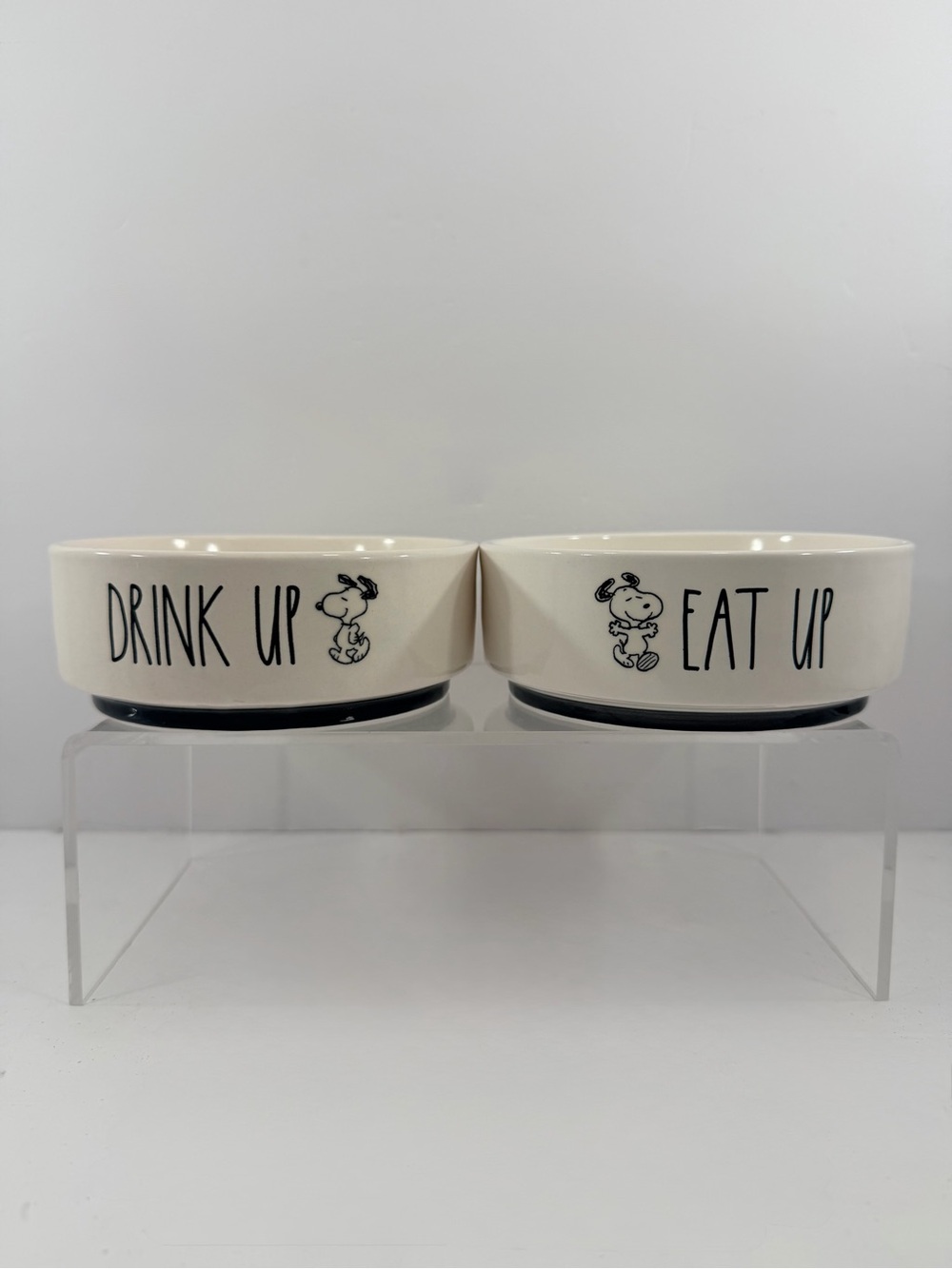 Rae Dunn x Peanuts Snoopy Pet Bowl Set EAT UP DRINK UP Dog Cat Food Water Small